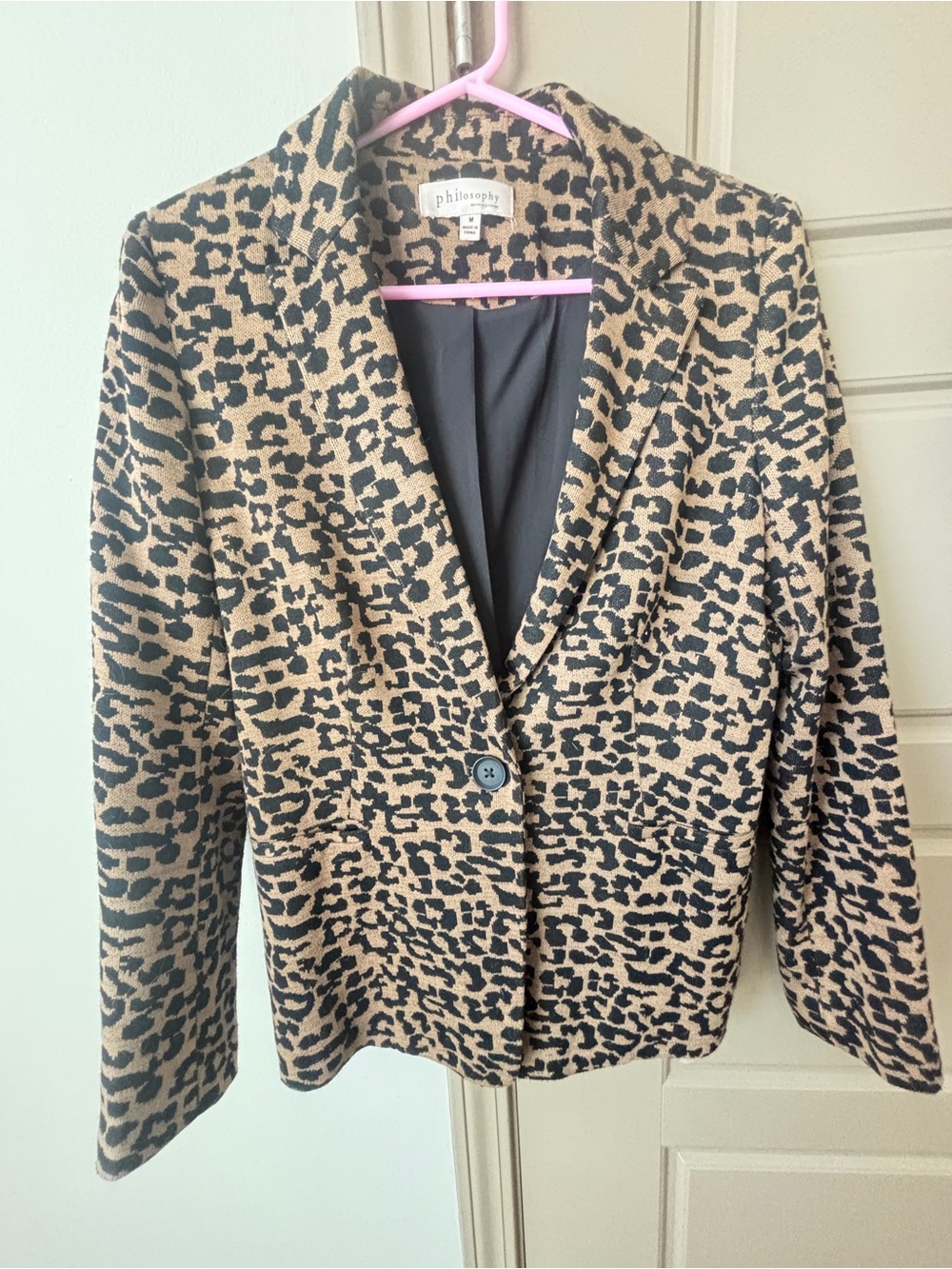 Philosophy Leopard Print Tan & Black Single-Button Blazer